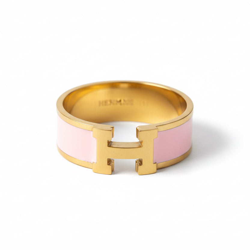 Bague Colorée “H” Dorée