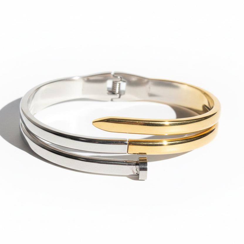 Bracelet Clou Bicolore Doré & Argenté
