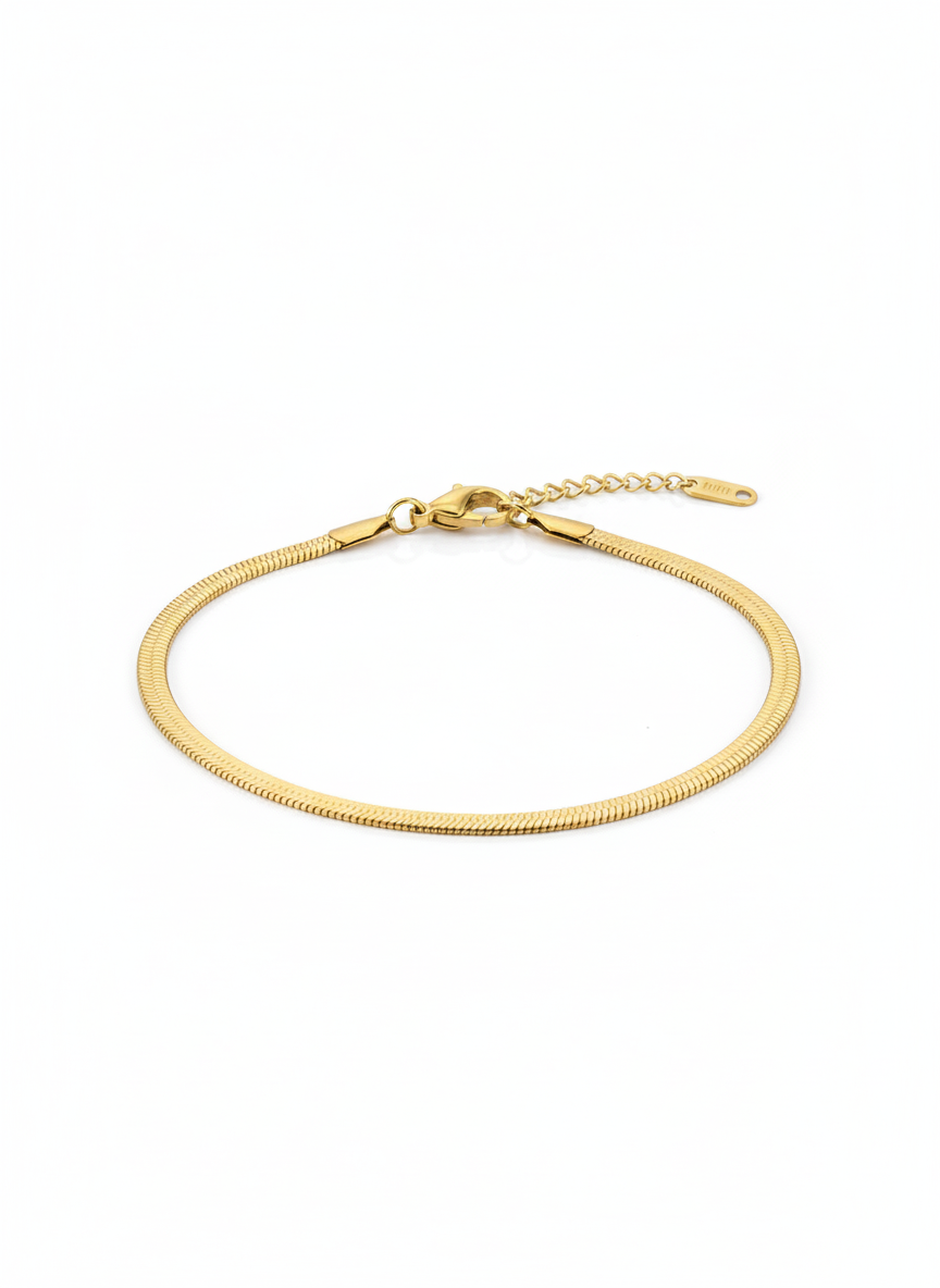 Bracelet Serpent Plat Doré – Acier Inoxydable