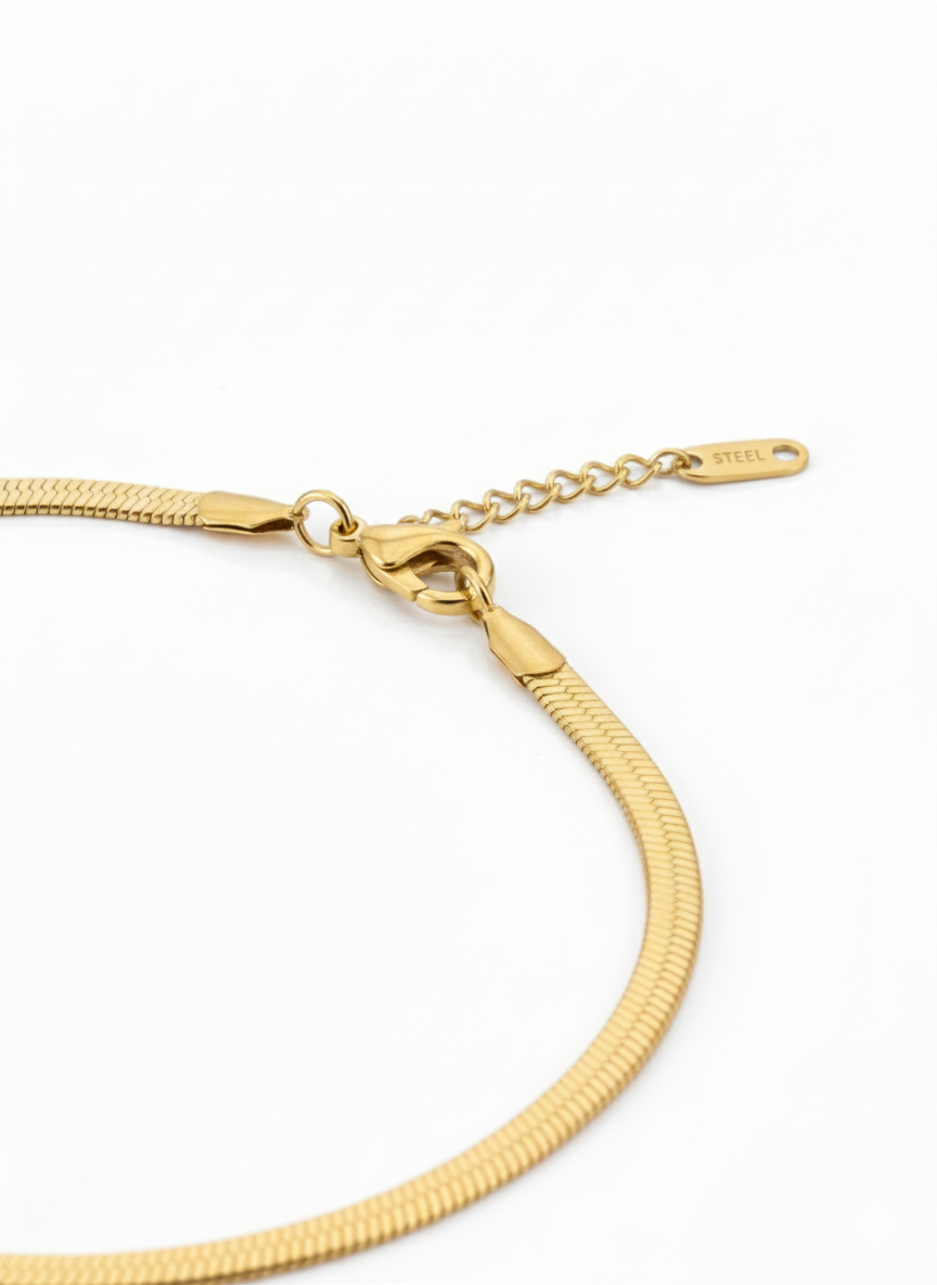 Bracelet Serpent Plat Doré – Acier Inoxydable