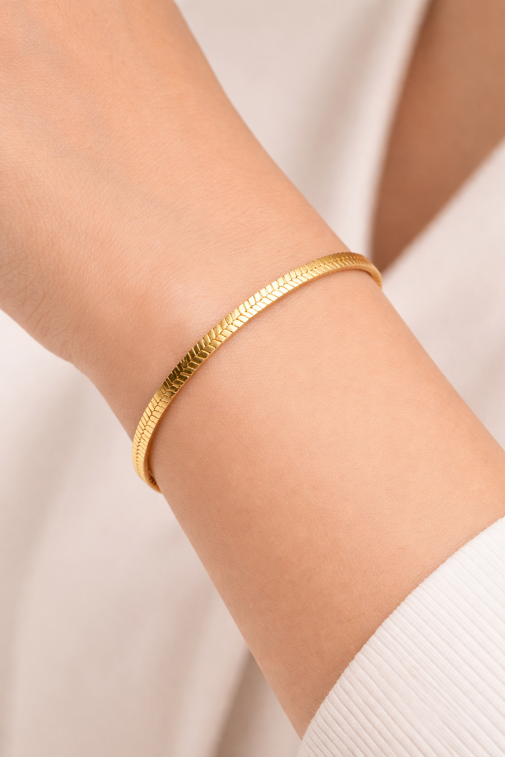 Bracelet Serpent Plat Doré – Acier Inoxydable