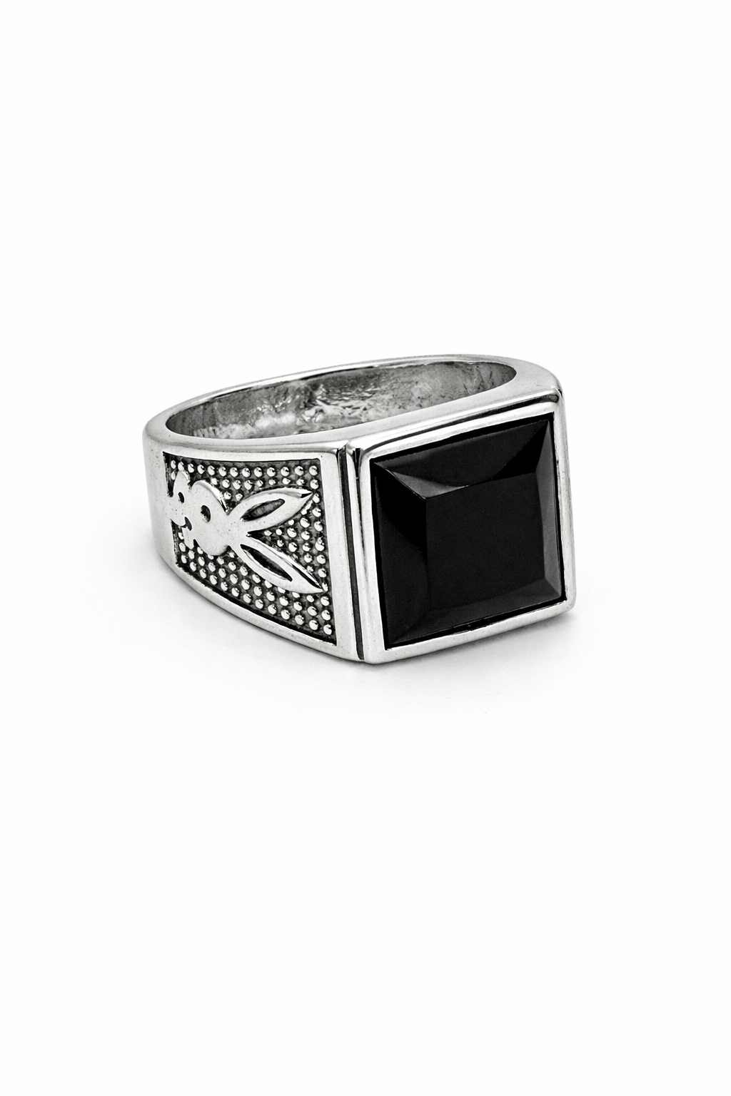 Bague Homme Onyx Noir Lapin