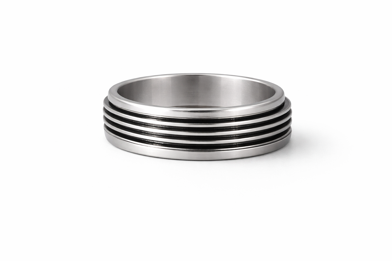 Bague Homme 3 Lignes – Acier Inoxydable