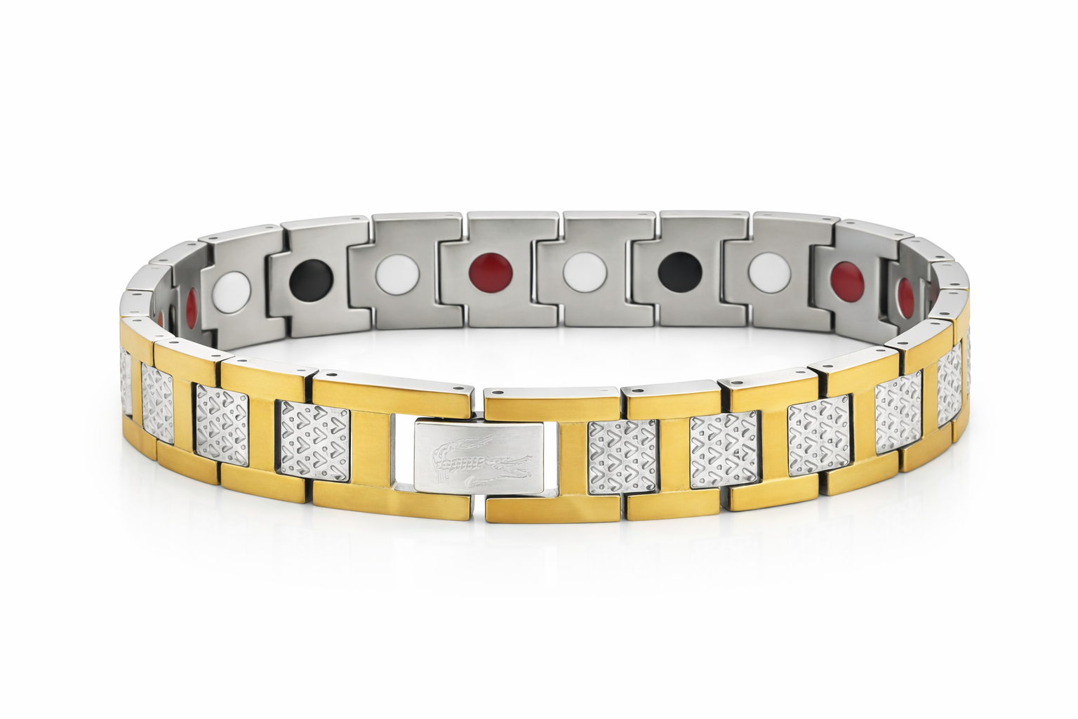 Bracelet Homme Magnétique Acier Inoxydable Or & Argent