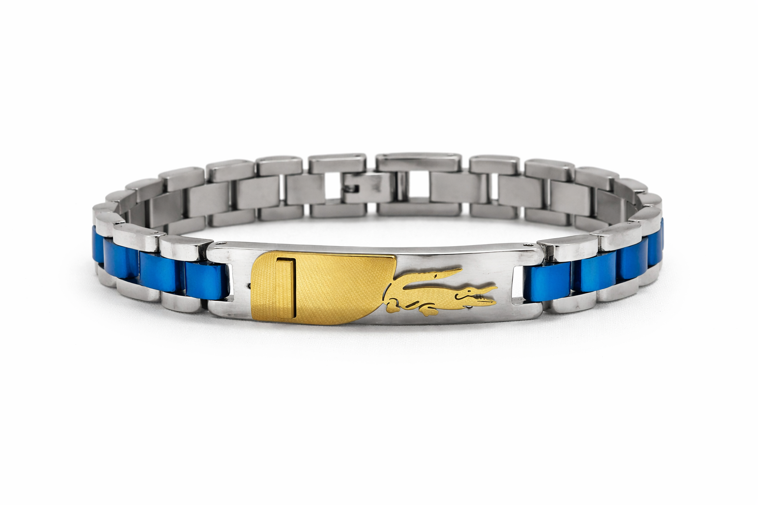 Bracelet Homme Acier Inoxydable Bicolore Or & Argent