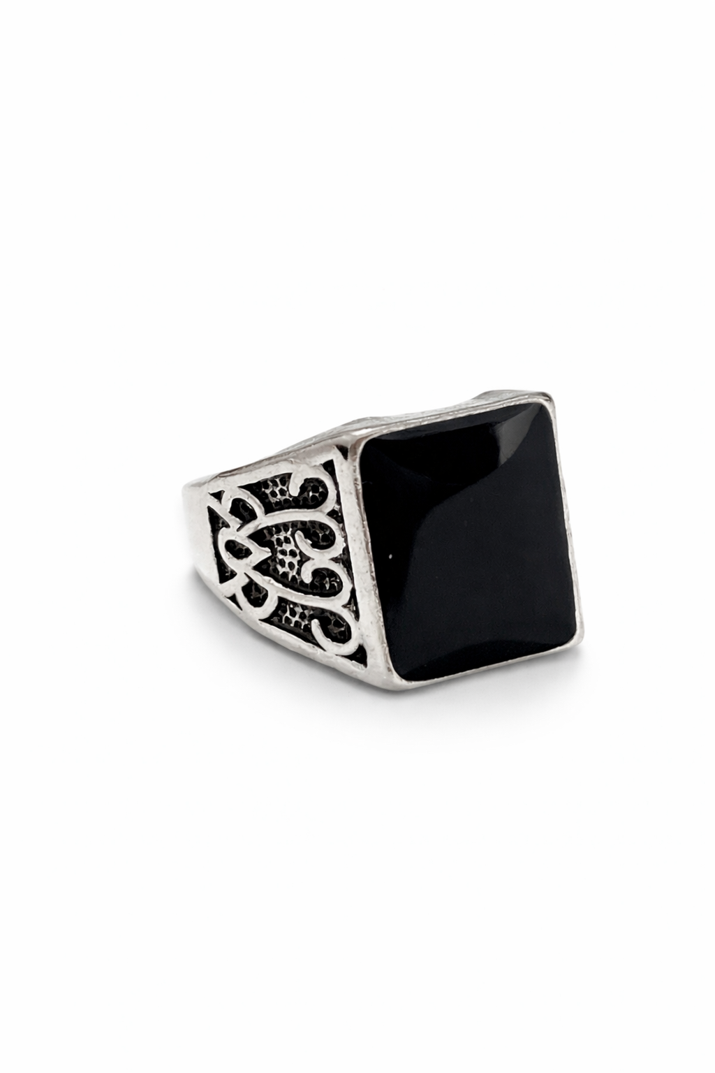 Bague Homme Onyx Noir Carré – Style Royal Vintage