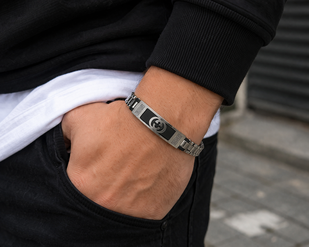 Bracelet Urbain Signature Noir & Acier