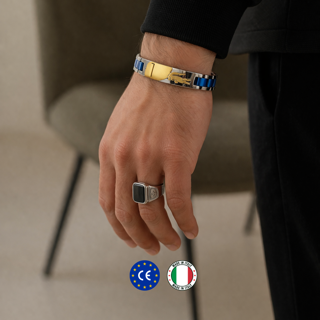 Bracelet Homme Acier Inoxydable Bicolore Or & Argent